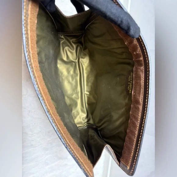 GUCCI- Brown Sherryline Monogram Coated Canvas Clutch - Picture 6 of 7